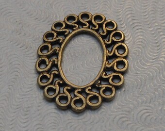 Oval Oxidized Brass Filigree European Cast 2 sided Connector 21x16mm (1pc) B-15571-B