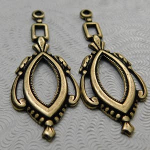 Oxidized Brass Filigree Pendant/Drop Qty 2 S-5409 image 1