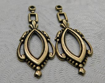 Oxidized Brass Filigree Pendant/Drop (Qty 2) S-5409