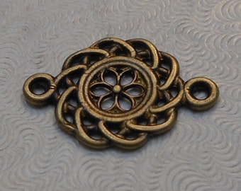 Oxidized Brass Filigree European Cast 2 sided Connector 21x14mm (1pc) B-15539-B