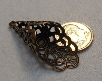 Large Oxidized Brass Filigree Bead Cap 39x16mm (1 pc) SG-5424-B