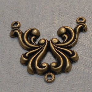 Oxidixed Brass Filigree Stampings 3-way Connectors 26x25mm 2 pcs F-A5205-3-B image 1