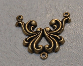 Oxidixed Brass Filigree Stampings 3-way Connectors 26x25mm (2 pcs) F-A5205-3-B