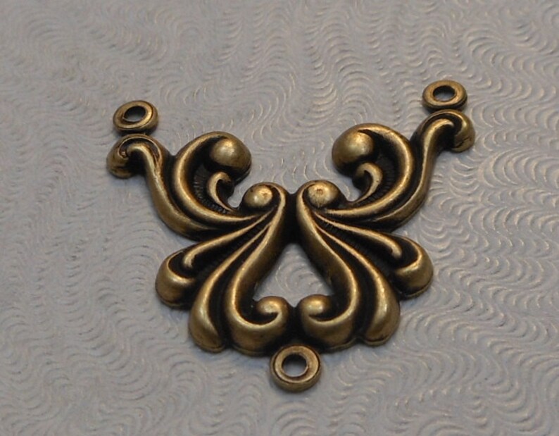 Oxidixed Brass Filigree Stampings 3-way Connectors 26x25mm 2 pcs F-A5205-3-B image 1