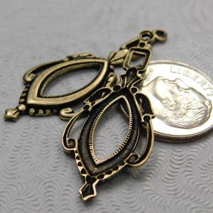 Oxidized Brass Filigree Pendant/Drop Qty 2 S-5409 image 2