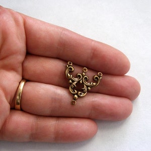 Oxidized Brass Stampings Three Strand Connectors 23x22mm 2 pcs B735-VJS S-8849 image 3