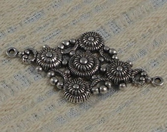 Sterling Silver Plated Brass Filigree Focal Connector (Qty 1) F-7471-2-S