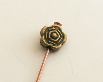 Antique Brass Rose Flower Bead 7mm (18 pcs) Z-N1419-AB