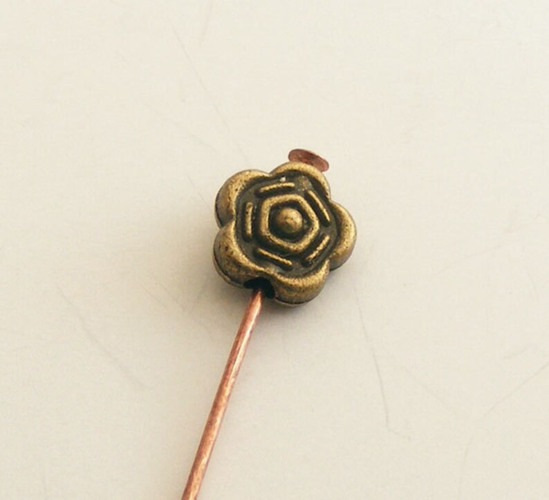 Antique Brass Rose Flower Bead 7mm 18 pcs Z-N1419-AB image 1