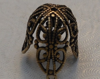 Large Oxidized Brass Filigree Bead Cap 17x16mm (1 pc) S-9038-1-B