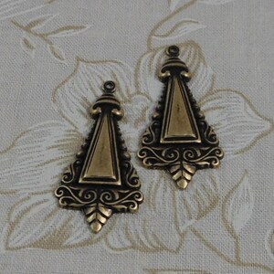 2-Pc Antique Sterling Silver Plated Filigree Stampings With Top Ring - Jewelry Making Components