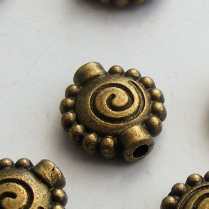 Antique Brass Spiral Coin Beads 10mm (8pcs) Z-N1124-AB