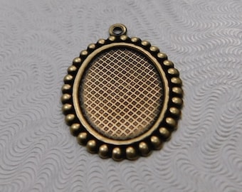 Oxidized Brass Filigree Pendant Setting (18x13mm tray) (Qty 1) 27x19mm S-5821-B