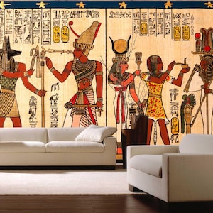 Historical Statue Wallpaper, Ancient Egyptian art Wallpaper, Egyptian Queen Wallpaper, Digital Printed Wallpaper, Home Decoration