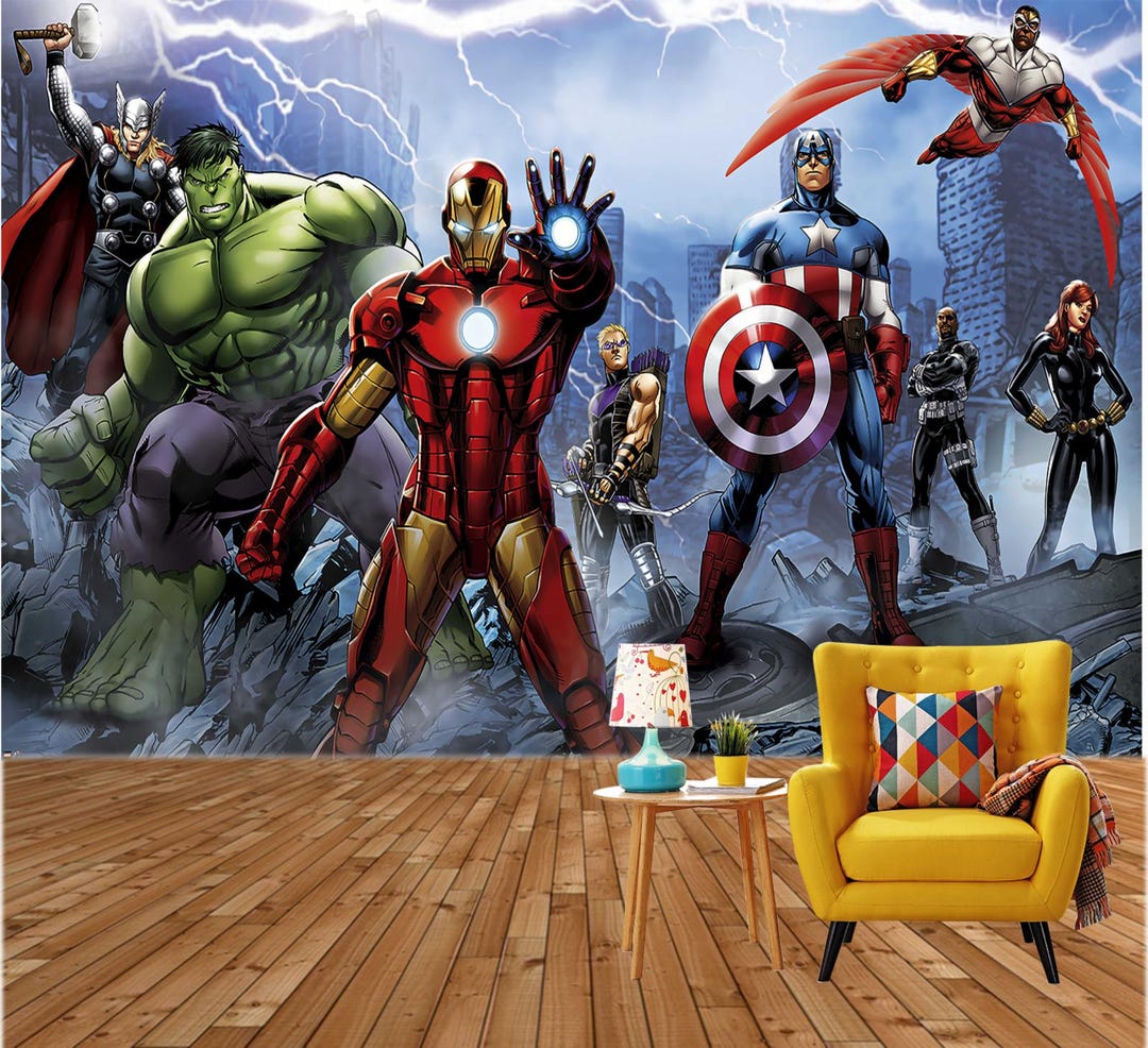 Avengers Peel and Stick Canvas Wallpaper: Superheroes Kids Room Decor ...