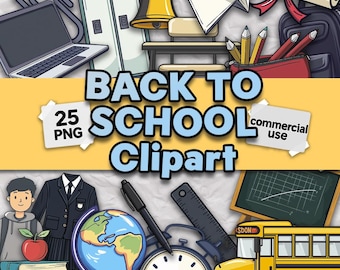Clipart-Paket „Zurück zur Schule“ – Niedliche Illustrationen zum Schulanfang zum Basteln und Ausdrucken