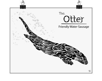 Diving Otter Print