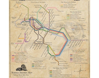 Narnia Subway Map Print with Surprised Eel Watermark