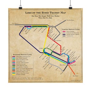 Lord of the Rings Subway Map Print