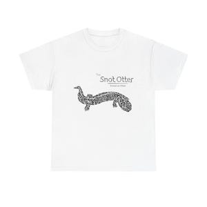 May include: White t-shirt with a black illustration of a creature resembling an otter. The text "The Snot Otter" and "It's not an Otter" are above the image. The shirt is made of a soft, comfortable material.