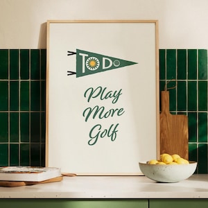 Play More Golf Print: Minimalist Typography Art (Digital Download)