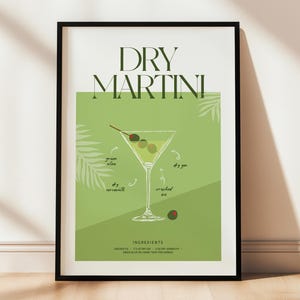 Martini Recipe Print: Elegant Cocktail Bar Cart Art (Digital Download)