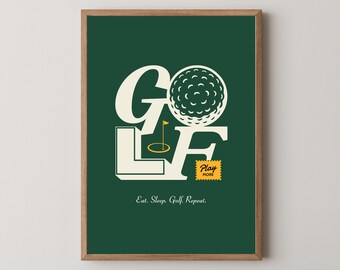 Lámina de golf vintage: tipografía minimalista, regalo para golfistas (descarga digital)