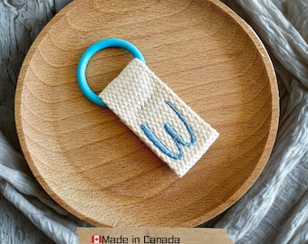 Personalized Embroidered Initial Tag • Custom Monogram Keychain for Backpacks & Bags • Back-to-School Gift