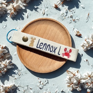 Embroidered Name Tag with Snap Button | Embroidered Back to School Keychain | Kids Name Tag | Backpack Tag | Name Key Chain | Lunch Bag Tag