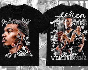 Victor Wembanyama Bootleg Tee Design Set | 16x20 Front & Back PNGs + Halftone | Retro Basketball Streetwear Digital Download