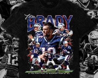 Tom Brady Retro Design Tee | Vintage Football PNG | 14x17 Digital Download | Front Artwork | 300 DPI | with Halftone File | Ready to Print