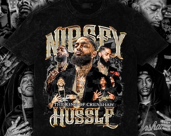 Nipsey Hussle Custom Design Tee | Retro Vintage Style | 14x17 inches PNG Digital Download | Front Design with Halftone | 300 DPI