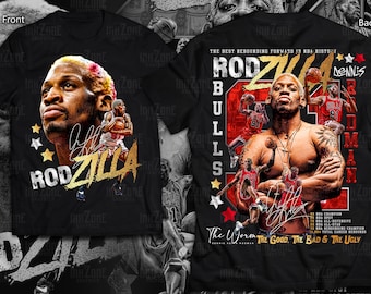 Dennis Rodman Custom Design Tee | Front & Back Design | 14x17in PNG Digital Download w/ Halftone | Vintage Retro Style for DTF/DTG Printing