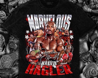 Marvin Hagler Custom Design Tee | Front Design Only 14x17in PNG Digital Download with Halftone | Vintage Retro Style | Ready to Print
