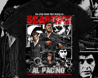 Scarface Custom Design Tee | Front Design Only | 14x17 in PNG Digital Download with Halftone | Vintage Retro Style for DTF & DTG Printing