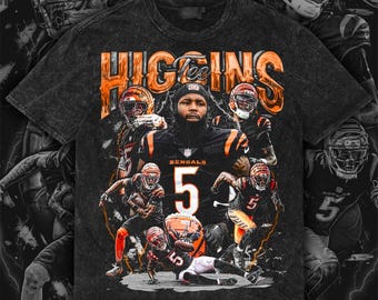 Tee Higgins Retro Design Tee | Vintage Football PNG | Digital Download | Front Artwork | 300 DPI | with Halftone File | Ready to Print