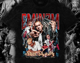 Eminem Custom PNG Design | Vintage Rap Tee Art | 13x15 in Front Design 300DPI Digital Download with Halftone File for DTF & DTG Printing
