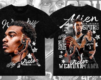 Victor Wembanyama Bootleg Tee Design Set | 16x20 Front & Back PNGs + Halftone | Retro Basketball Streetwear Digital Download