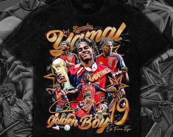 Vintage Bootleg Tee Design Lamine Yamal | 16x20 Front Design with Halftone | Retro Streetwear PNG | Digital Download