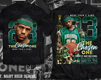 LeBron James Anpassade Design T-shirts 13X15 PNG Digital Nedladdning Retro Vintage Klar att Tryckas med Halvtonsfil Bäst för DTF & DTG Utskrift