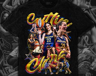 Caitlin Clark Vintage Bootleg Style PNG | Retro Basketball Graphic Tee Design | 16x20inches 300 DPI + Halftone | Digital Download