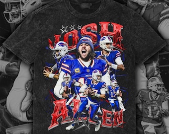 Josh Allen Retro Design Tee | Vintage Football PNG | Digital Download | Front Artwork | 300 DPI | with Halftone File | Ready to Print