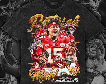 Patrick Mahomes Retro Design Tee | Vintage Football PNG | Digital Download | Front Artwork | 300 DPI | with Halftone File | Ready to Print