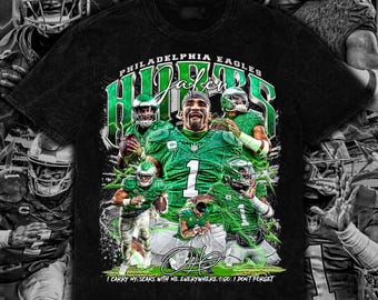 Jalen Hurts Retro Design Tee | Vintage Football PNG | 14x17 Digital Download | Front Artwork | 300 DPI | with Halftone File | Ready to Print