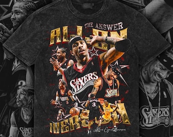 Allen Iverson Bootleg Tee Design Set | 16x20 PNGs + Halftone | Retro Basketball Streetwear Digital Download