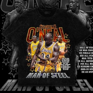 Shaquille O&#39;Neal Custom Design T-Shirts PNG 13x15 Zoll Digital Download Retro Vintage Druckfertig mit Halbtondatei Am besten für DTF- und DTG-Druck geeignet