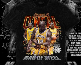 Shaquille O'Neal Custom Design Tees PNG 13x15inc Digital Download Retro Vintage Ready to Print w/Halftone File Best for DTF and DTG Printing