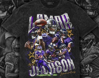 Lamar Jackson Retro Design Tee | Vintage Football PNG | Digital Download | Front Artwork | 300 DPI | with Halftone File | Ready to Print