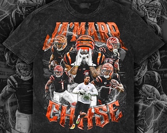 Ja'marr Chase Retro Design Tee | Vintage Football PNG | Digital Download | Front Artwork | 300 DPI | with Halftone File | Ready to Print