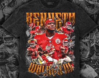 Kenneth Walker III Design Tee | Vintage Football PNG |  Front Artwork | 300 DPI | with Halftone File |Knockout Black Ready to Print